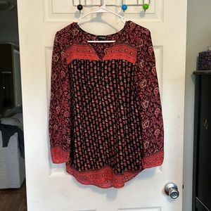 LUCKY BRAND Women's V-neck Long Sleeve Blouse  Size Large